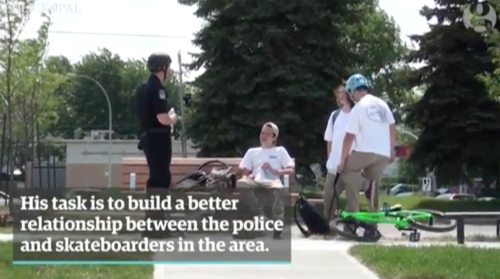 Canadas skateboarding cop having a chat